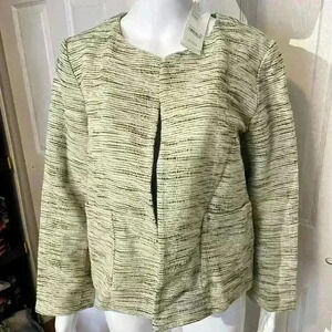 Eileen Fisher Organic Cotton Textured Heather Tweed Blazer Jacket Medium Womens